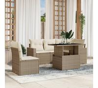 vidaXL Set Divano da Giardino 6 pz con Cuscini Beige in Polyrattan