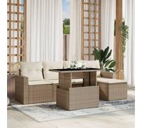 vidaXL Set Divano da Giardino 6 pz con Cuscini Beige in Polyrattan