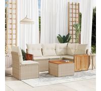 vidaXL Set Divano da Giardino 6 pz con Cuscini Beige in Polyrattan
