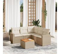 vidaXL Set Divano da Giardino 6 pz con Cuscini Beige in Polyrattan