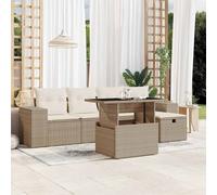 DIVANO DA GIARDINO VIDAXL 6 pz con Cuscini Beige in Polyrattan - 3275288
