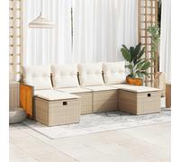 vidaXL Set Divano da Giardino 6 pz con Cuscini Beige in Polyrattan