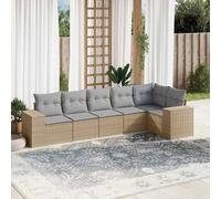 vidaXL Set Divano da Giardino 6 pz con Cuscini Beige in Polyrattan