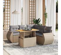 vidaXL Set Divano da Giardino 6 pz con Cuscini Beige in Polyrattan