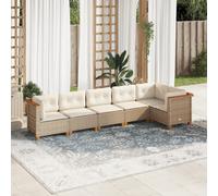 vidaXL Set Divano da Giardino 6 pz con Cuscini Beige in Polyrattan