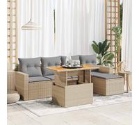 vidaXL Set Divano da Giardino 6 pz con Cuscini Beige in Polyrattan
