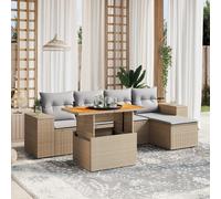 vidaXL Set Divano da Giardino 6 pz con Cuscini Beige in Polyrattan