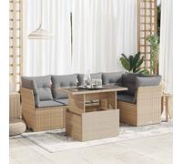 DIVANO DA GIARDINO VIDAXL 6 pz con Cuscini Beige in Polyrattan - 3326160