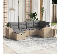 vidaXL Set Divano da Giardino 6 pz con Cuscini Beige Misto Polyrattan