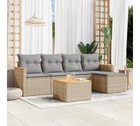 Set Divano da Giardino 6 pz con Cuscini Beige Misto Polyrattan