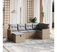 vidaXL Set Divano da Giardino 6 pz con Cuscini Beige Misto Polyrattan