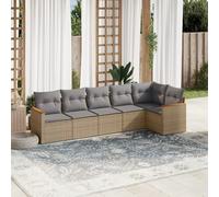 vidaXL Set Divano da Giardino 6 pz con Cuscini Beige Misto Polyrattan