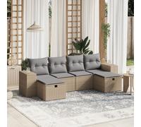vidaXL Set Divano da Giardino 6 pz con Cuscini Beige Misto Polyrattan