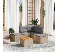 vidaXL Set Divano da Giardino 6 pz con Cuscini Beige Misto Polyrattan
