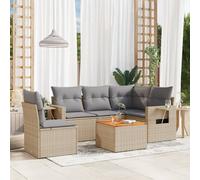 vidaXL Set Divano da Giardino 6 pz con Cuscini Beige Misto Polyrattan