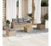 Set Divano da Giardino 6 pz con Cuscini Beige Misto Polyrattan