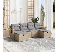 vidaXL Set Divano da Giardino 6 pz con Cuscini Beige Misto Polyrattan