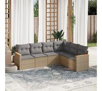 vidaXL Set Divano da Giardino 6 pz con Cuscini Beige Misto Polyrattan