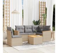 vidaXL Set Divano da Giardino 6 pz con Cuscini Beige Misto Polyrattan