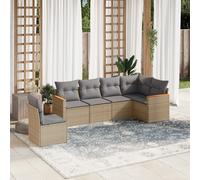 vidaXL Set Divano da Giardino 6 pz con Cuscini Beige Misto Polyrattan
