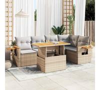vidaXL Set Divano da Giardino 6 pz con Cuscini Beige Polyrattan Acacia