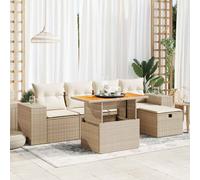 vidaXL Set Divano da Giardino 6 pz con Cuscini Beige Polyrattan Acacia