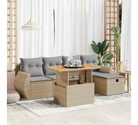 vidaXL Set Divano da Giardino 6 pz con Cuscini Beige Polyrattan Acacia