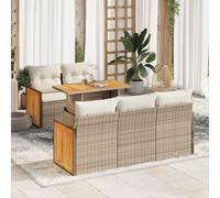vidaXL Set Divano da Giardino 6 pz con Cuscini Beige Polyrattan Acacia
