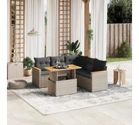 vidaXL Set Divano da Giardino 6 pz con Cuscini Grigio in Polyrattan