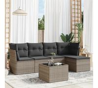 vidaXL Set Divano da Giardino 6 pz con Cuscini Grigio in Polyrattan