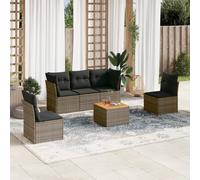 vidaXL Set Divano da Giardino 6 pz con Cuscini Grigio in Polyrattan