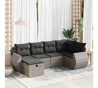 vidaXL Set Divano da Giardino 6 pz con Cuscini Grigio in Polyrattan
