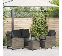 vidaXL Set Divano da Giardino 6 pz con Cuscini Grigio in Polyrattan