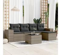 Set Divano da Giardino 6 pz con Cuscini Grigio in Polyrattan