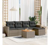 vidaXL Set Divano da Giardino 6 pz con Cuscini Grigio in Polyrattan