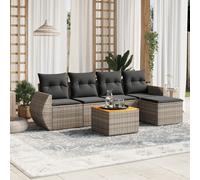 vidaXL Set Divano da Giardino 6 pz con Cuscini Grigio in Polyrattan
