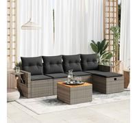 vidaXL Set Divano da Giardino 6 pz con Cuscini Grigio in Polyrattan