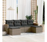Set Divano da Giardino 6 pz con Cuscini Grigio in Polyrattan