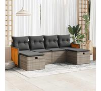 vidaXL Set Divano da Giardino 6 pz con Cuscini Grigio in Polyrattan