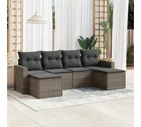 Set Divano da Giardino 6 pz con Cuscini Grigio in Polyrattan