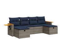 vidaXL Set Divano da Giardino 6 pz con Cuscini Grigio in Polyrattan