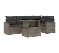 vidaXL Set Divano da Giardino 6 pz con Cuscini Grigio in Polyrattan