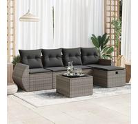 vidaXL Set Divano da Giardino 6 pz con Cuscini Grigio in Polyrattan
