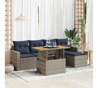 Set Divano da Giardino 6 pz con Cuscini Grigio in Polyrattan