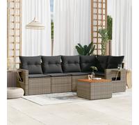 vidaXL Set Divano da Giardino 6 pz con Cuscini Grigio in Polyrattan