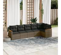 vidaXL Set Divano da Giardino 6 pz con Cuscini Grigio in Polyrattan