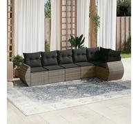 vidaXL Set Divano da Giardino 6 pz con Cuscini Grigio in Polyrattan