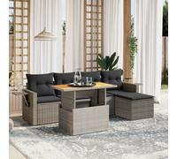 vidaXL Set Divano da Giardino 6 pz con Cuscini Grigio in Polyrattan