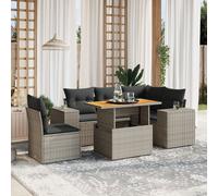 vidaXL Set Divano da Giardino 6 pz con Cuscini Grigio in Polyrattan