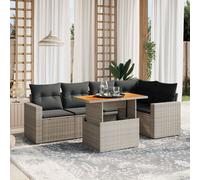 vidaXL Set Divano da Giardino 6 pz con Cuscini Grigio in Polyrattan